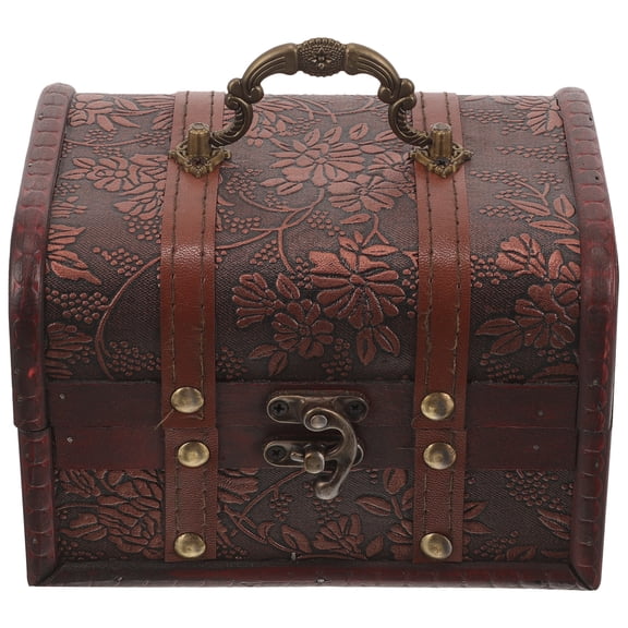 DINHEAROM Retro Trinket Box Wooden Jewelry Box Brown 1 Piece