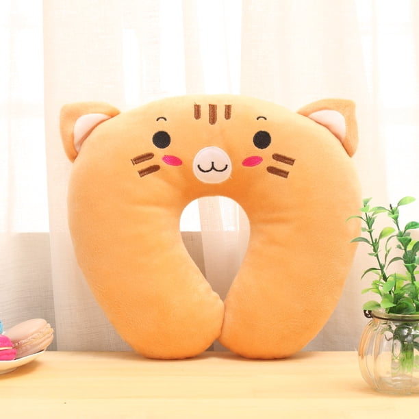 Almohada de peluche con forma de U de dibujos animados, almohada creativa para el cuello cervical, almohada de viaje para la siesta