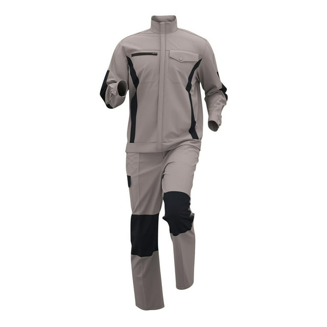 Ohufall Ensemble 2 Pcs pour Hommes Résistant à l'Usure et Réfléchissant Manches Longues Col Rabattu Hauts & Pantalons Vêtements de Réparation, Ensemble de Vêtements de Travail de Construction d'Atelier de Soudure