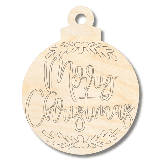 Unfinished Wood Etched Merry Christmas Ornament Shape 20" / 1/4"