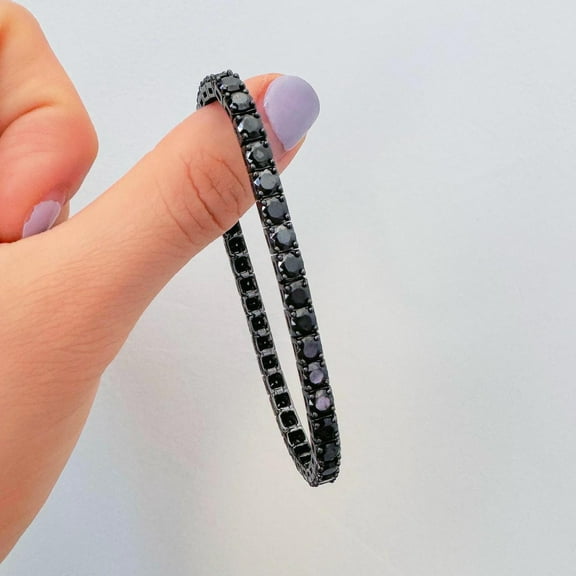 Hitanshu Jewels 14K Black Gold Over Round Cut Black Cubic Zirconia Tennis Women's Trendy Bracelet