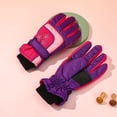 thumbnail image 5 of 1 Pair Skiing Gloves Non-slip Durable Fastener Tape Knitting Thread Cuff Exquisite Embroidery Windproof Keep Warm Contrast Colors Winter Outdoor Kids Snow Gloves for Skiing, 5 of 8