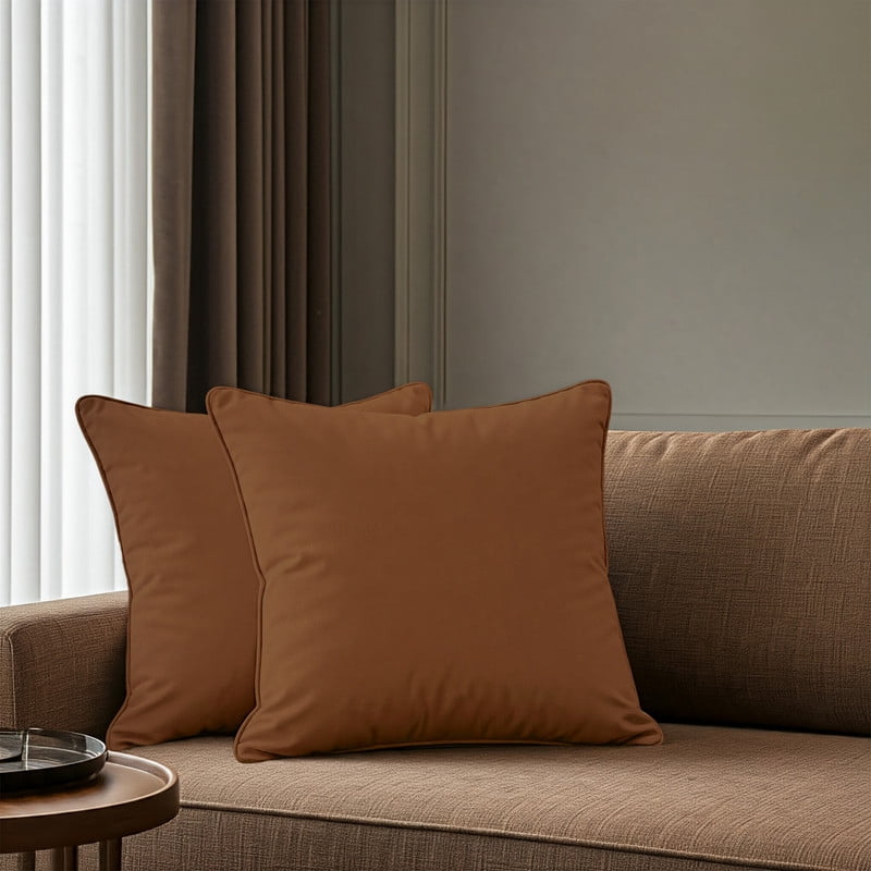 A1HC Set of 2 Luxurious Soft Velvet Throw Pillow Covers Only, 18"x18", Burnt Caramel, Decorative Cushion Covers with Hidden YKK Zipper for Sofa or Bed