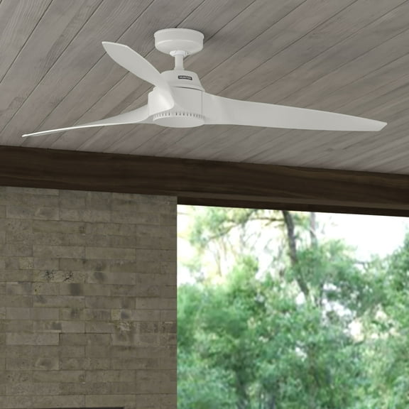 Hunter - Mosley Indoor/Outdoor Ceiling Fan, Wall Control, 60-inch, Fresh White, Casual-style, 6-speed DC Motor, Energy Star, 52998, for Porches, Bathrooms