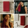 thumbnail image 4 of SupremePlus Luxury 550 GSM 16" x 27" 100% Ring Spun Cotton Hand Towels, Red 12 Count, 4 of 7