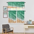 thumbnail image 5 of Kitchen Window Curtains Valance and Tier Set, Ocean Green Beige Sea Waves Rod Pocket Tier Curtains and Valance 3 Piece Set, Beach Theme Stripes Window Treatment for Bedroom Living Room, 5 of 9