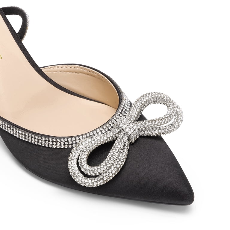 DREAM PAIRS Kitten Heels Rhinestone Bow Ankle Strap Stiletto  display picture 1