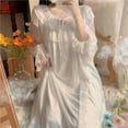 thumbnail image 6 of Municipal Mesh Nightgown Sleepwear Womens Elegant Lace Night Dress Solid One Piece Pajamas Autumn Long Sleeve Ruffle See Through Home Wear, 6 of 6
