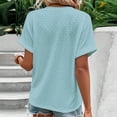 thumbnail image 4 of Blue Womens Tops Women Summer Daily V Neck Short Sleeve Tops Casual Solid Lace Shirts Blouse Shirts for Women, 4 of 6