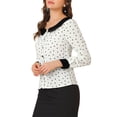thumbnail image 4 of INSPIRE CHIC Women's Heart Print Contrast Collar Button Front Long Sleeve Shirt M White, 4 of 7