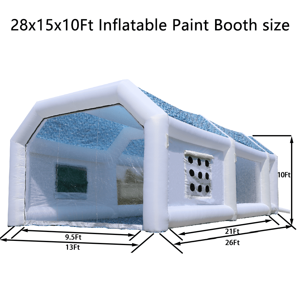 WGIA Inflatable Paint Booth 28x15x10FT Fashion Color Scheme (White + Camo) Inflatable Spray Booth with Filter System Portable Car Paint Booth for Car Parking Tent Workstation