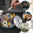 thumbnail image 4 of Yayeee Ashtray with Lid for Cigarette Smokeless Stainless Steel Home Ash Holder, Beige Flowers, 4 of 7