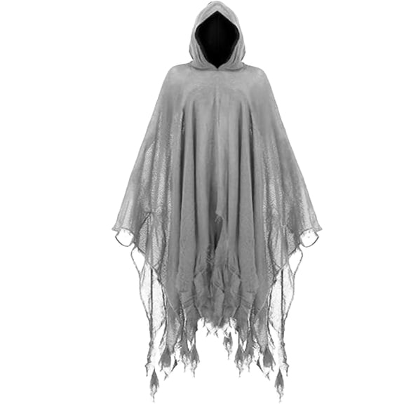 choiix Hooded Grim Reaper Cloak and Robe Set with Full Length Cape Medieval Horror Hooded Gown and Cape Outfit with Drawstring Hood Halloween Cosplay Dress and Robe