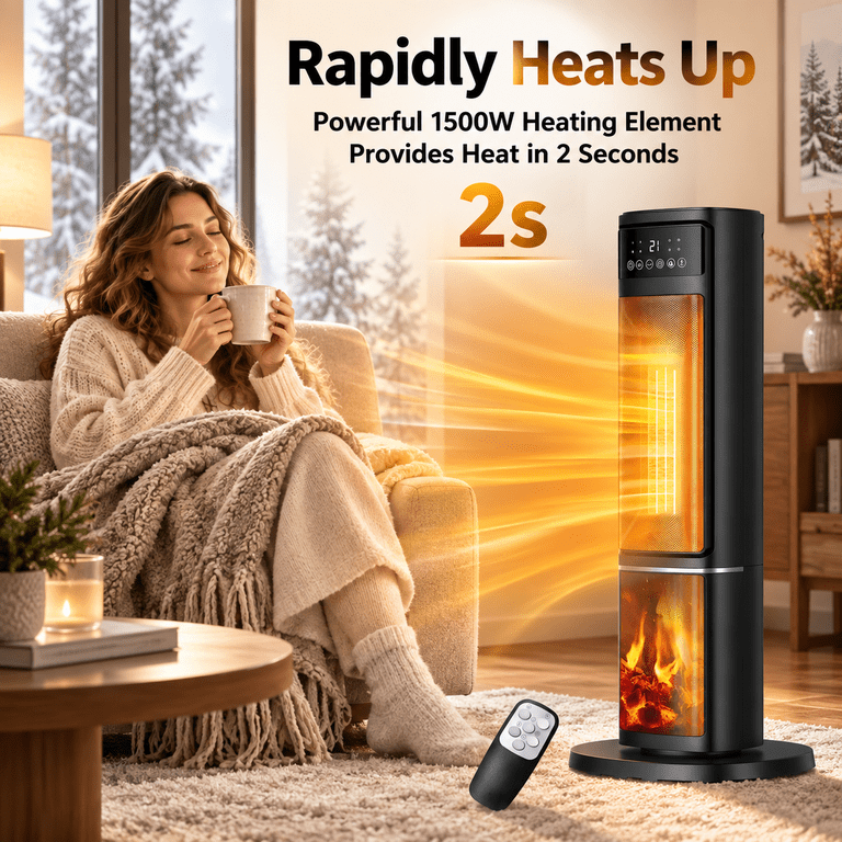 Vebreda 1500W Electric Ceramic Tower Space Heater photo 7