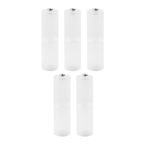 5 adaptadores de pilas AAA a AA, estuches universales transparentes para conversión de pilas, ideales para emergencias en excursiones de senderismo.