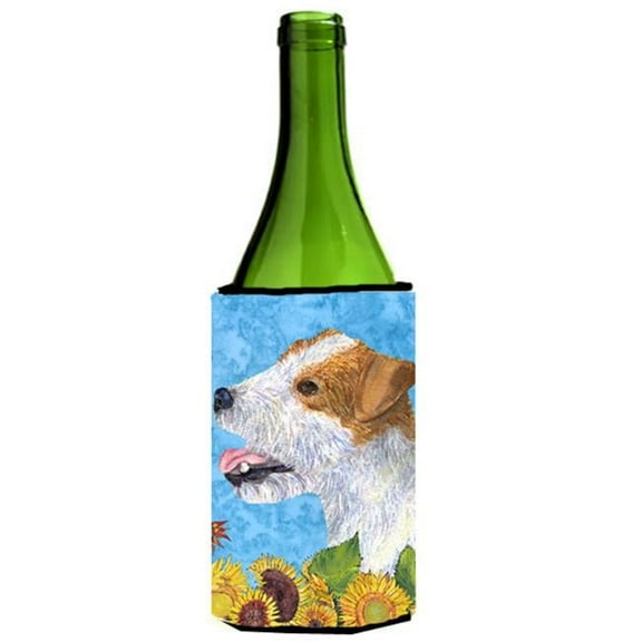 Jack Russell Terrier In Summer Flowers Wine bottle sleeve Hugger - 24 oz.