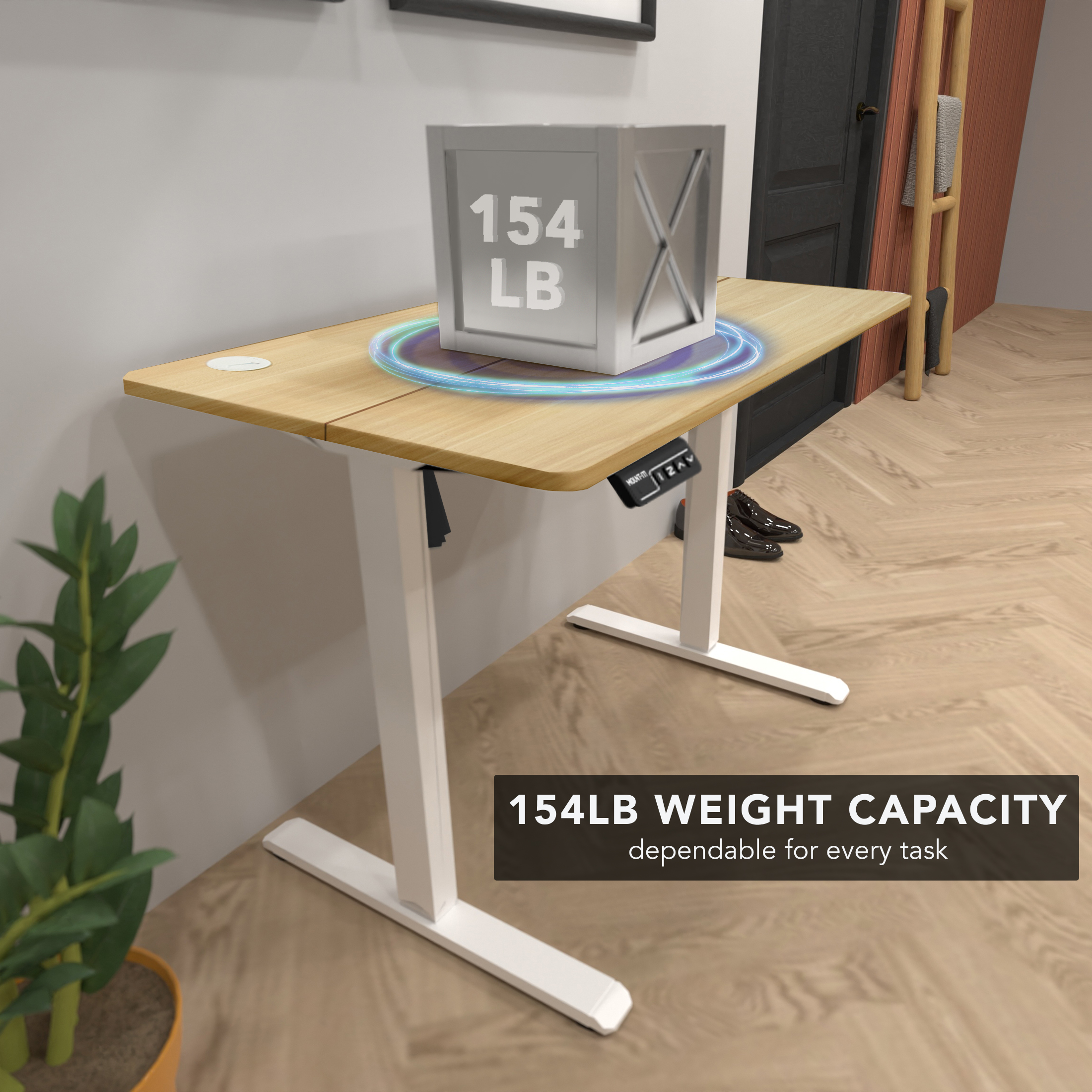 Mount-It! Electric Standing Desk with 48" x 24" Tabletop - Compact Sit Stand Desk with Memory Presets, Home Office Workstation, Beige