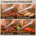 thumbnail image 4 of Xanapon Knife Set, 13PC German Stainless Steel Kitchen Knives with Sharpener, Ergonomic Handles, Perfect Housewarming Gift, White, 4 of 9