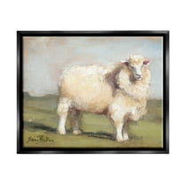 Stupell Fuzzy Sheep Country Landscape Animals & Insects Painting Black Floater Framed Art Print Wall Art