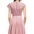 thumbnail image 5 of Vestido de noche para mujer, largo, elegante, de encaje, para cóctel, liso, largo, cuello redondo, manga media, vestido de novia con cremallera, vestido de novia, vestido de dama de honor, 5 of 5