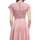 thumbnail image 5 of Vestido de noche para mujer, largo, elegante, de encaje, para cóctel, liso, largo, cuello redondo, manga media, vestido de novia con cremallera, vestido de novia, vestido de dama de honor, 5 of 5