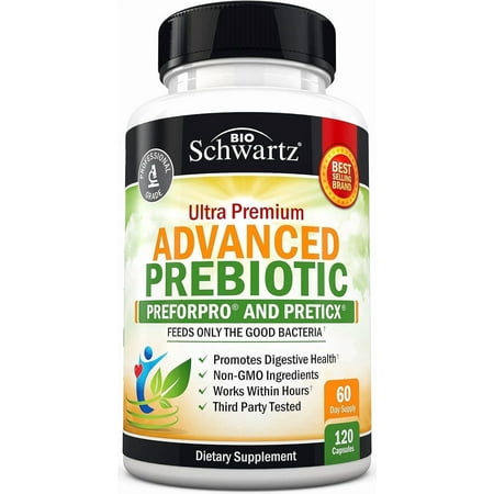 BioSchwartz Advanced Prebiotics Gut Health Supplement for Women and Men, 120 Capsules