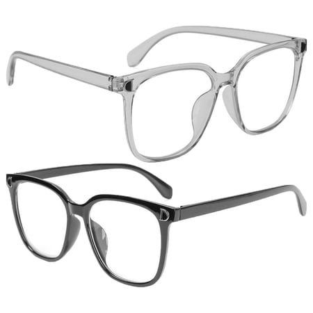 2Pcs Fashion Radiation Protection Flexible Ultralight Eyeglasses Computer Goggles Flat Mirror Eyewear Blue Light Blocking Glasses BLACK&GREY