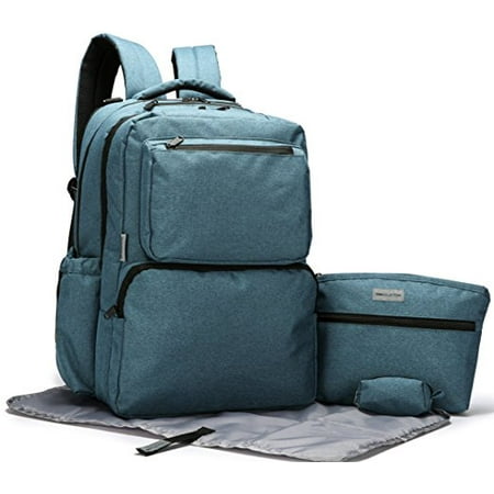 - SoHo Collections, Ultimate Unisex Mom and Dad Diaper Bag Backpack with Stroller Straps, Multiple Large Pockets, and Diaper Changing Pad, 5 Piece Set (Teal)