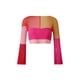 thumbnail image 5 of VISgogo Jersey de ganchillo de patchwork para mujer, manga larga, cuello cuadrado, tops recortados ahuecados VISgogo moda, 5 of 9