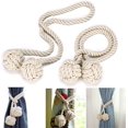 thumbnail image 4 of Curtain Tiebacks With 2 Cotton Balls, Eco-friendly Rope Knitting Cotton Yarn Curtain, Natural And Simple Style, Decoration For The Room Or Bedroom (be, 4 of 5