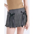 thumbnail image 3 of Biezeib Women's Fashion Mini Skirts Plaid Double Bowknot Short Skirts Summer Casual Pleated Skirts, 3 of 6