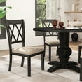 thumbnail image 4 of Roundhill Furniture Windvale Fabric Upholstered Dining Chair in Black, Set of 2, 4 of 12