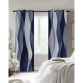 thumbnail image 3 of Fsddascl Blue Stripes Blackout Curtains for Bedroom/Living Room, Thermal Insulated Kitchen Curtains, Retro Abstract Chic Geometric Lines Art Grommet Darkening Window Treatment Drapes 52"x84"x2, 3 of 8