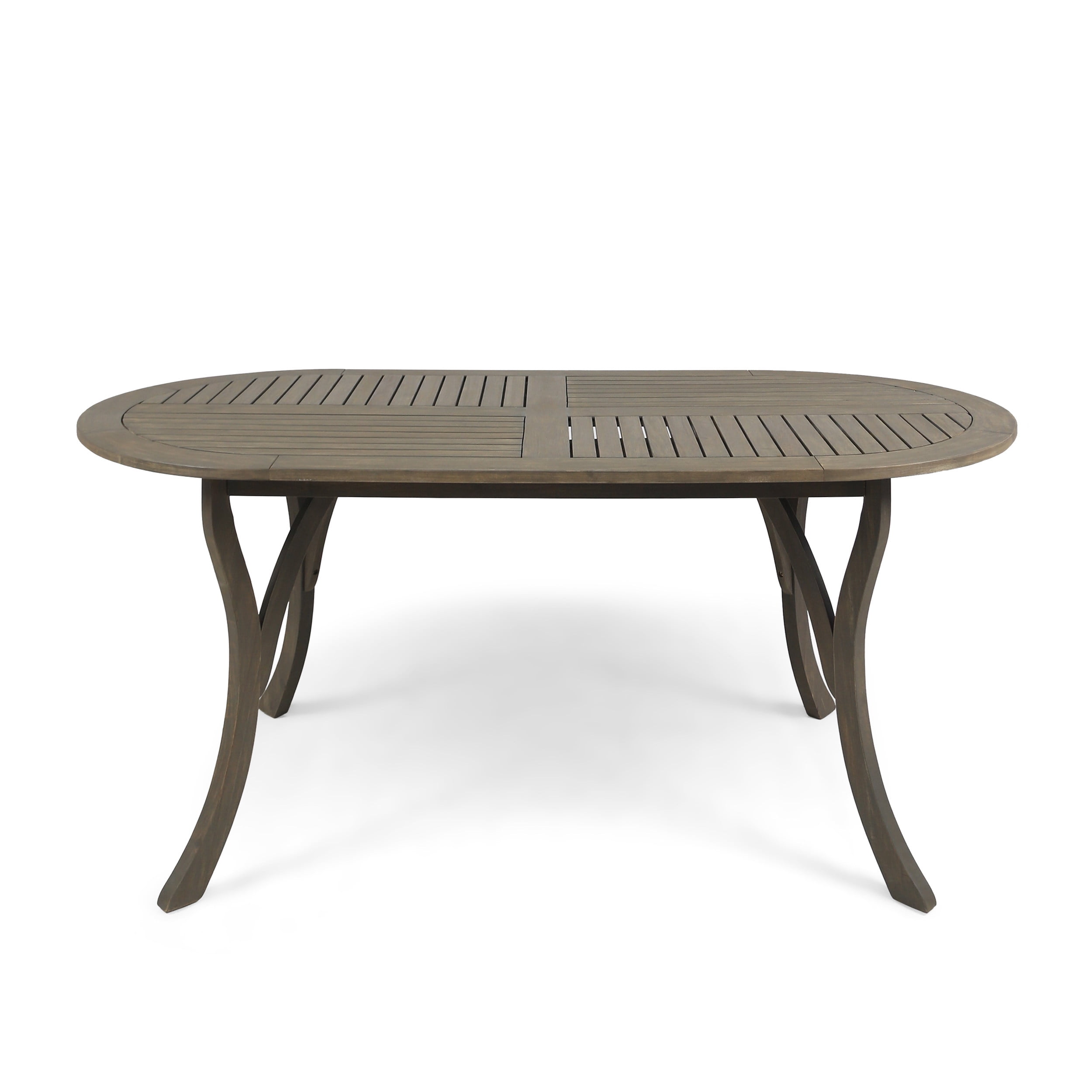 Outdoor Dining Table 70 Inch, Solid Acacia Wood Tabletop for Patio Garden, Gray