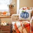 thumbnail image 4 of Fall Pillow Covers 18x18 Inch Set of 2 Fall Autumn Thanksgiving Ink Painting Blue Pumpkins Stripe Pillowcovers Cotton Linen DecorativeDecoration for Home Couch, 4 of 6