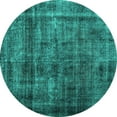 thumbnail image 1 of Ahgly Company Machine Washable Indoor Round Abstract Turquoise Blue Contemporary Area Rugs, 5' Round, 1 of 4
