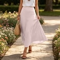 thumbnail image 4 of Lmueinov Womens Flowy Maxi Skirts Cotton Linen High Waisted A Line Long Skirts for Women 2026 Fall Winter Trendy Beach Vacation Skirts, 4 of 6