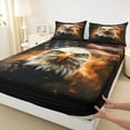 thumbnail image 3 of Castle Fairy Safari Eagle 4 Pieces Queen Sheet Sets for Boys Girls,USA Flag Ultra Soft Flat Sheet,Vintage Aesthetic Queen Fitted Sheet,Super Cozy Room Decor, 3 of 7