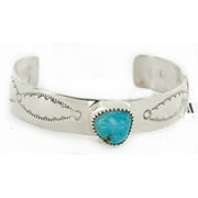 Handmade Certified Authentic Navajo .925 Sterling Silver Natural Turquoise Baby Native American Bracelet