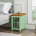 thumbnail image 2 of Tookss Modern Nightstand With Storage Cabinet Iron Bedside Table With Tempered Glass Door Solid Wood Tabletop For Bedroom Living Room, 2 of 8