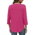 thumbnail image 4 of Ronuti 3/4 Length Sleeve Womens Tops Crew Neck Pleated Blouses For Women Dressy Casual Tunic Shirts, 4 of 7