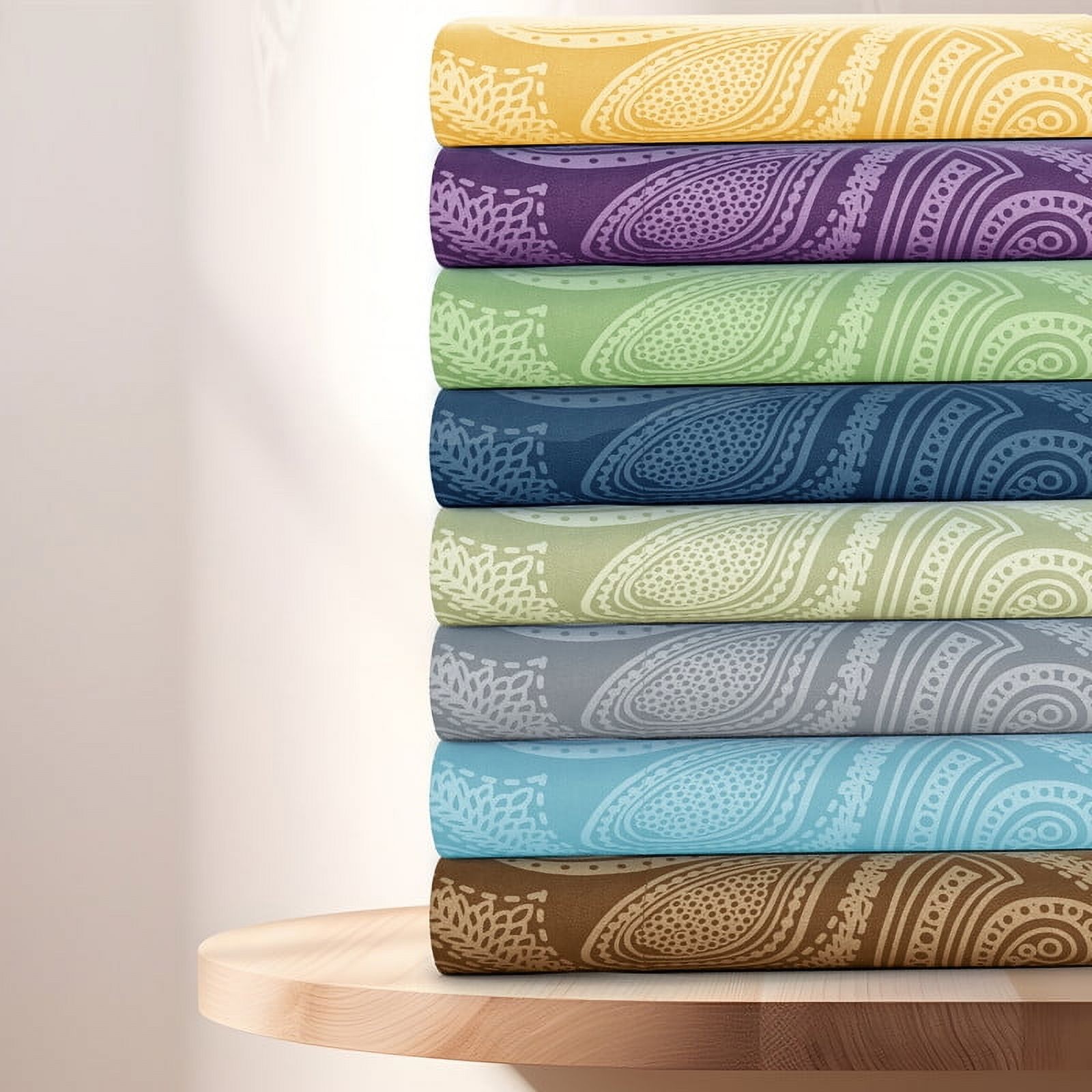 Lux Decor Collection Paisley Printed Queen Sheet Set, Navy photo 7