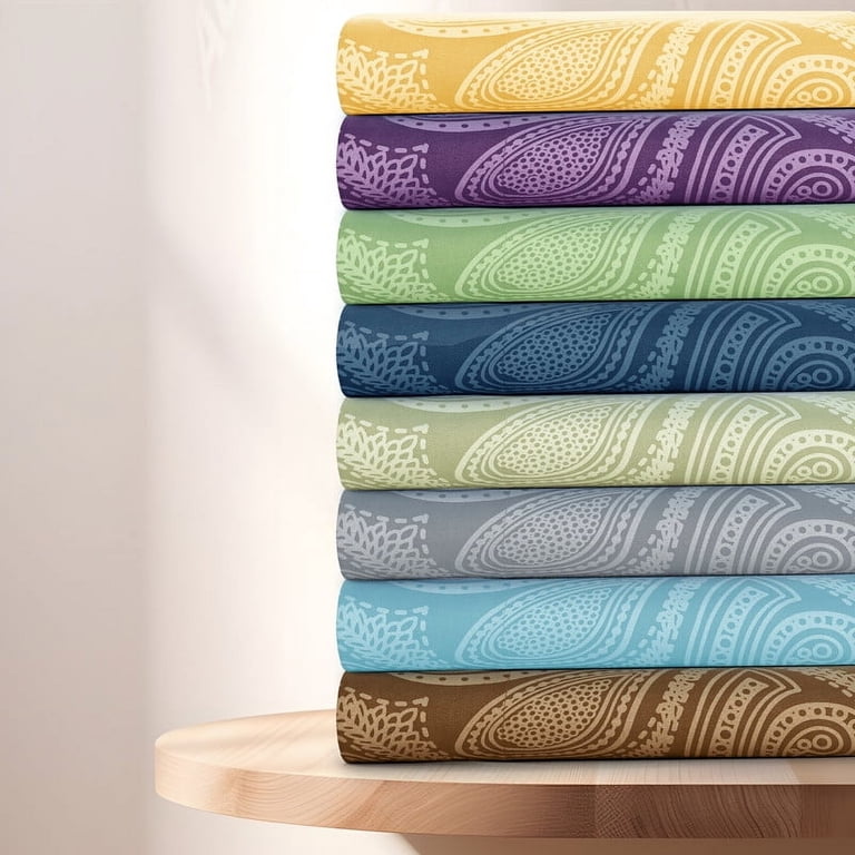 Lux Decor Twin Paisley Microfiber Sheet Set, Purple photo 7