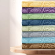 Lux Decor Collection Paisley Printed Twin Bed Sheets Set, 4 Piece Microfiber Sheets, Fitted Sheet, Flat Sheet, 2 Pillowcases - Brown