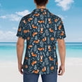 thumbnail image 4 of Honeii Playful Foxes Forest Blues Print Men’s Hawaiian Shirt,Classic Button-Down Short Sleeve Shirt, for Beach, Vacation, and Outdoor Activities,X-Large, 4 of 7