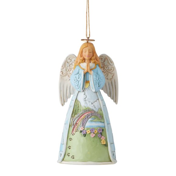 Enesco Jim Shore Heartwood Creek Rainbow Bridge Angel Hanging Ornament, 4.625 Inch, Multicolor