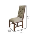 thumbnail image 5 of Maye 22 Inch Dining Chair, Set of 2, Tufted Ivory Fabric, Brown Pine Wood, 5 of 6