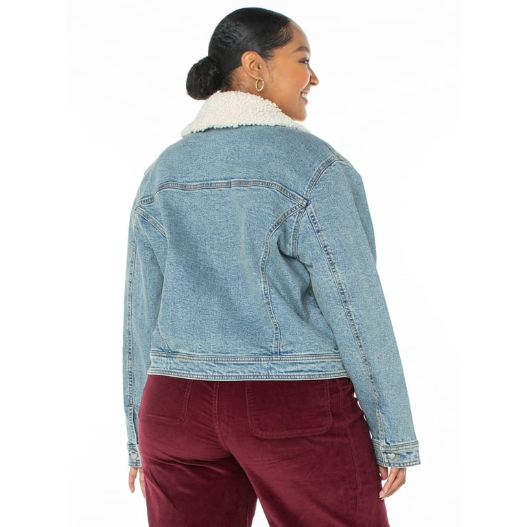 Faux shearling denim jacket best sale