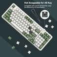 thumbnail image 5 of AUSDOM 98Pro Wireless Mechanical Gaming Keyboard - Linear Switches, Hot Swappable, White Backlit, Tri-Mode (Bluetooth/2.4GHz/USB-C), Gasket Mount, Pre-Lubed, 97% Compact Layout (Green & White), 5 of 9