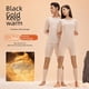 thumbnail image 2 of Conjunto de ropa interior térmica de cuello redondo de alta elasticidad con pantalones largos sin costuras de seda de cachemira negra y dorada, 2 of 5